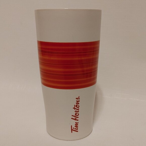 LIMITED EDITION Tim Hortons Travel Mug Double Wall Ceramic RED NO LID - Picture 1 of 6